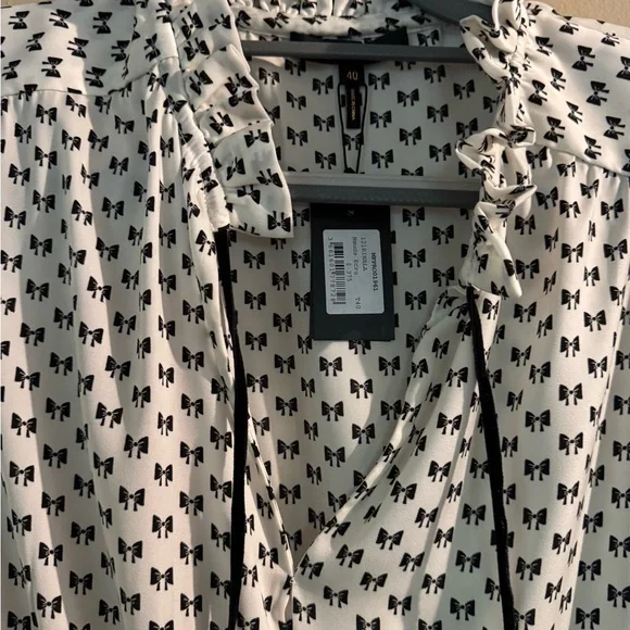 REVOLVE Black and White 100% Silk Bow Dress